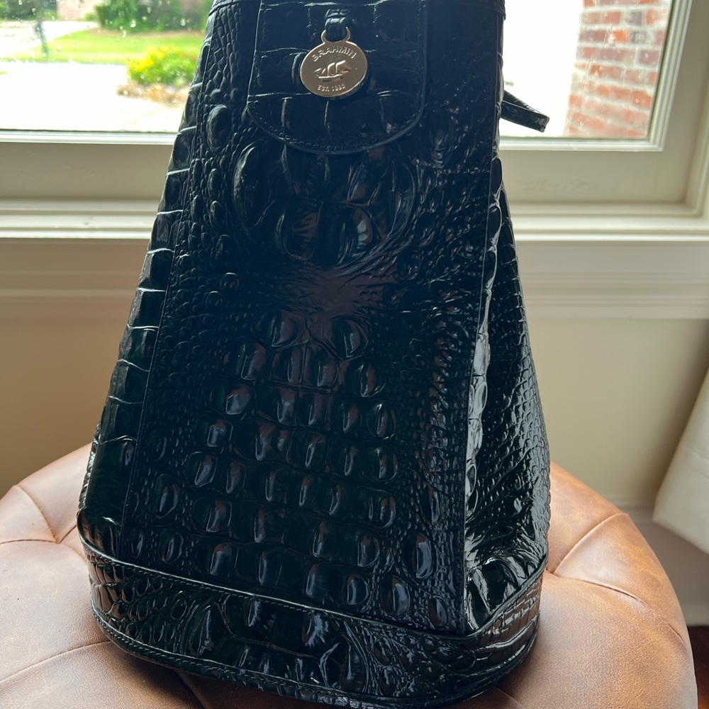 Brahmin Black Crocodile Embossed Shoulder Bag - Picture 8 of 15
